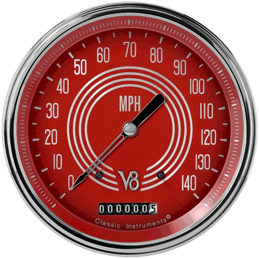 V8 Red Steelie 4 5_8_ Speedometer V8RS56SLC